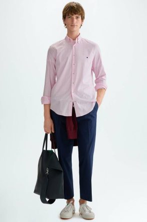 Purificacion Garci Pink/White Shirts Men Chequered Oxford Shirt - Image 4