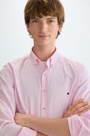 Purificacion Garci Pink/White Shirts Men Chequered Oxford Shirt - Image 5