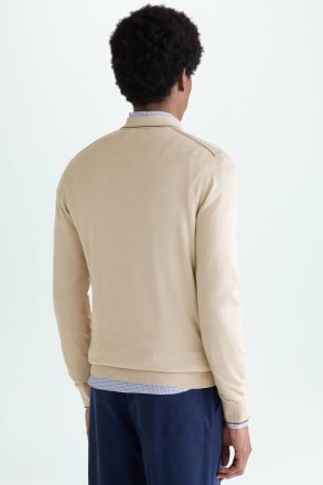 Purificacion Garci Polo Collar Origami Pima Cotton Sweater Men Polo Shirts Stone - Image 4