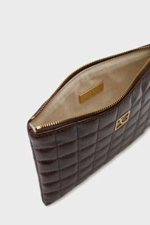 Purificacion Garci Pouches And Wash Bags Homenaje Acolchado Leather Medium Pouch Women Dark Brown - Image 2