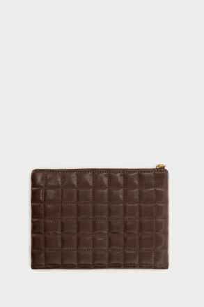 Purificacion Garci Pouches And Wash Bags Homenaje Acolchado Leather Medium Pouch Women Dark Brown - Image 3