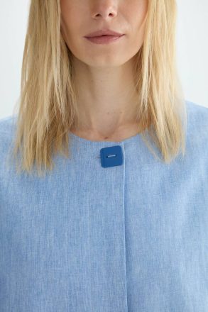 Purificacion Garci Rubberised Linen Straight-Fit Coat Outerwear Women Light Blue - Image 2