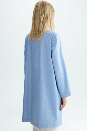 Purificacion Garci Rubberised Linen Straight-Fit Coat Outerwear Women Light Blue - Image 3