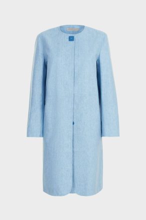Purificacion Garci Rubberised Linen Straight-Fit Coat Outerwear Women Light Blue - Image 5