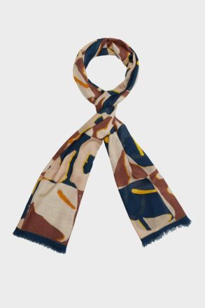 Purificacion Garci Scarves Cala Frida Wool Scarf Navy Blue/Brown/Beige Women - Image 2