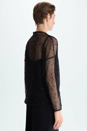 Purificacion Garci Sequinned Mesh Oversize Top Women Black Evening - Image 3