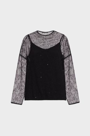 Purificacion Garci Sequinned Mesh Oversize Top Women Black Evening - Image 5