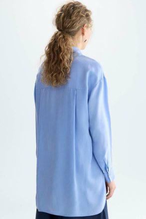 Purificacion Garci Shirts Cupro Oversize Shirt Women Light Blue - Image 3