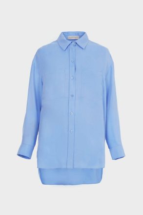 Purificacion Garci Shirts Cupro Oversize Shirt Women Light Blue - Image 5