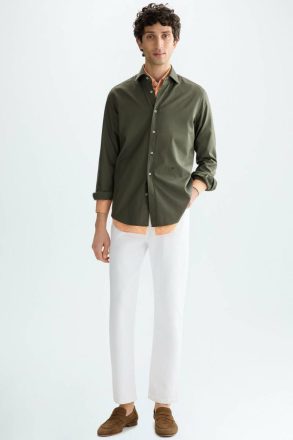 Purificacion Garci Shirts Khaki Spread Collar Twill Shirt Men - Image 4