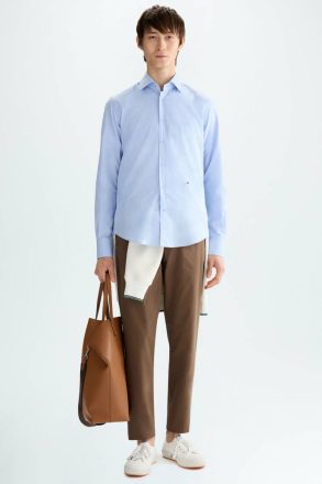 Purificacion Garci Shirts Men Sky Blue Spread Collar Oxford Shirt - Image 4