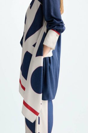 Purificacion Garci Shirts Women Pg Lines Print Twill Oversize Shirt Navy/White/Red - Image 3