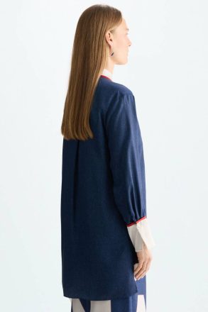 Purificacion Garci Shirts Women Pg Lines Print Twill Oversize Shirt Navy/White/Red - Image 4