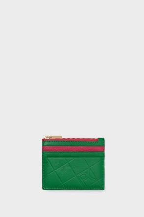 Purificacion Garci Stamp Zipped Card Holder Green/Fuchsia Women Card Holders And Coin Purses