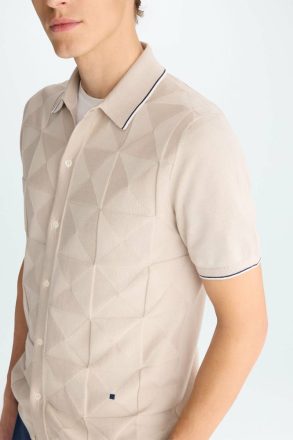 Purificacion Garci Stone Origami Knit Shirt Men Polo Shirts - Image 2