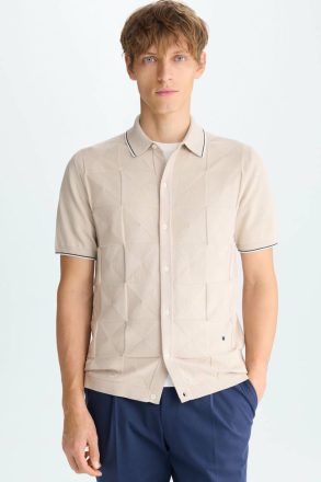 Purificacion Garci Stone Origami Knit Shirt Men Polo Shirts