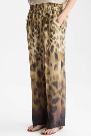 Purificacion Garci Trousers Print Cupro Pyjama-Style Trousers Women Brown/Khaki