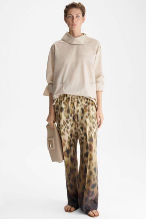Purificacion Garci Trousers Print Cupro Pyjama-Style Trousers Women Brown/Khaki - Image 4