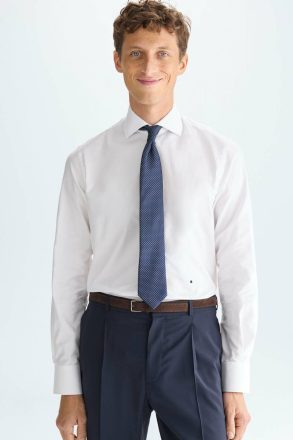 Purificacion Garci White Spread Collar Textured Shirt Men Shirts