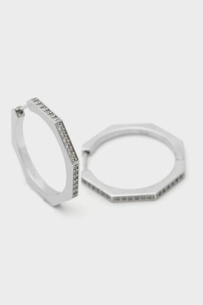 Purificacion Garci Women Crystal Silver Octagon Earrings - Image 2