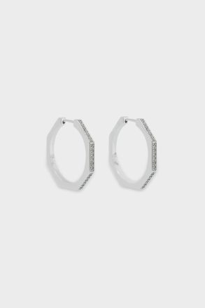 Purificacion Garci Women Crystal Silver Octagon Earrings