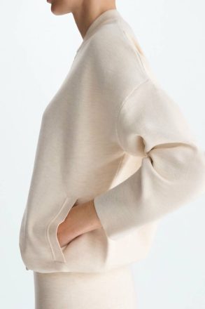 Purificacion Garci Women Double-Faced Stretch-Knit Cocoon Bomber Jacket Jackets Natural - Image 2