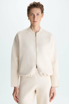 Purificacion Garci Women Double-Faced Stretch-Knit Cocoon Bomber Jacket Jackets Natural