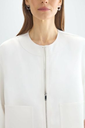 Purificacion Garci Women Double Satin Straight-Fit Short Jacket Jackets White - Image 2