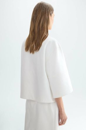Purificacion Garci Women Double Satin Straight-Fit Short Jacket Jackets White - Image 3