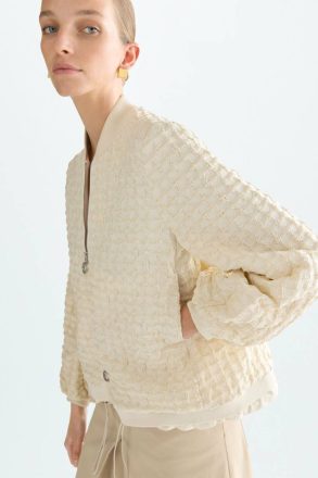 Purificacion Garci Women Ecru Cubes Embossed Cotton Oversize Jacket Jackets - Image 2