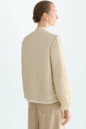 Purificacion Garci Women Ecru Cubes Embossed Cotton Oversize Jacket Jackets - Image 3