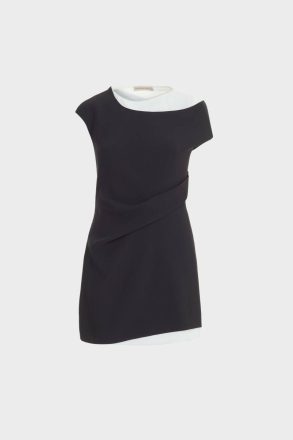 Purificacion Garci Women Evening Double-Effect Asymmetric Crepe Fitted Top Black/Ivory - Image 5