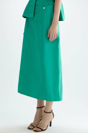 Purificacion Garci Women Evening Taffeta Straight-Fit Midi Skirt Green