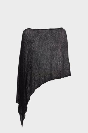Purificacion Garci Women Metallic Multi-Position Asymmetric Cape Evening Black - Image 5