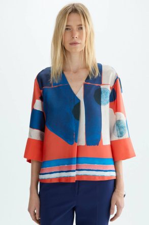Purificacion Garci Women Multicolor T-Shirts And Tops Catarinas Print Twill Jersey Straight-Fit T-Shirt