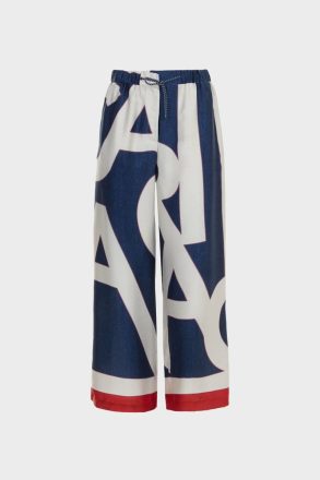 Purificacion Garci Women Navy/White/Red Pg Lines Print Twill Pyjama-Style Trousers Trousers - Image 5