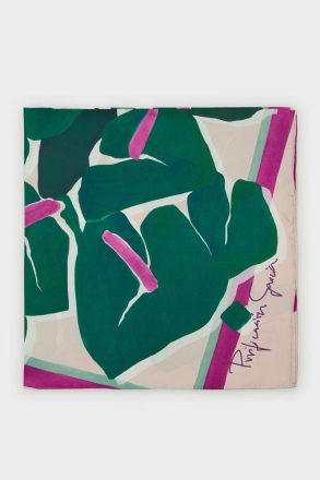 Purificacion Garci Women Scarves Green/Beige Tropicala 90 Silk Scarf - Image 3