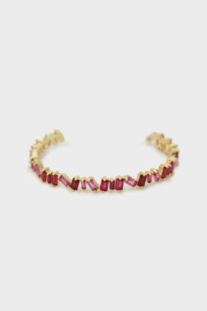 Rectangles Cuff Pink/Gold Crystal Women Purificacion Garci