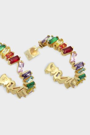 Rectangles Hoop Earrings Women Crystal Purificacion Garci Gold/Multicolor - Image 2