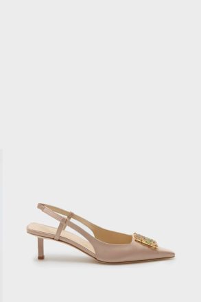 Rectangles Satin 45 Slingback Pumps Sandals Nude Purificacion Garci Women