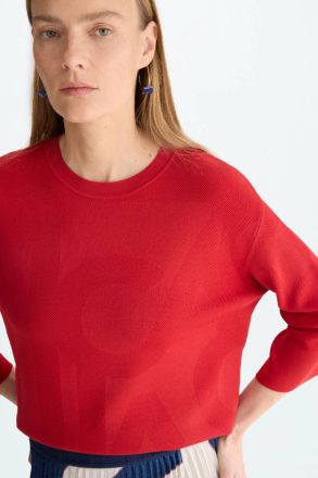 Red Purificacion Garci Women Pg Lines Stretch-Knit Straight-Fit Sweater Knitwear - Image 2