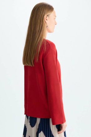 Red Purificacion Garci Women Pg Lines Stretch-Knit Straight-Fit Sweater Knitwear - Image 3