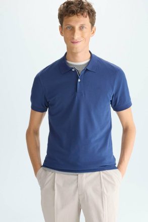 Royal Blue Piqué Slim Fit Polo Shirt Men Purificacion Garci Polo Shirts