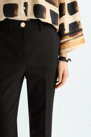 Satin Slim-Leg Trousers Black Trousers Women Purificacion Garci - Image 2