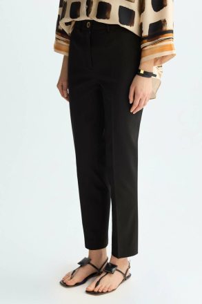Satin Slim-Leg Trousers Black Trousers Women Purificacion Garci