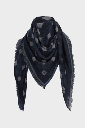 Scarves Canvas Cube Denim 140 Wool Shawl Women Navy Purificacion Garci - Image 3