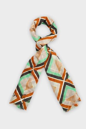 Scarves Men Purificacion Garci Green/Black/Beige Mosaicubo Modal Linen Scarf - Image 2