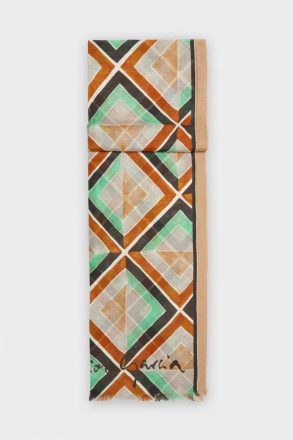 Scarves Men Purificacion Garci Green/Black/Beige Mosaicubo Modal Linen Scarf