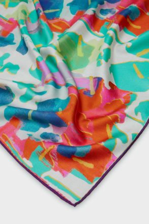 Scarves Ofelia 53 Silk Bandana Women Beige/Turquoise/Fuchsia Purificacion Garci - Image 2