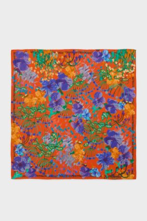 Scarves Orange Hibiscus 53 Silk Bandana Purificacion Garci Women